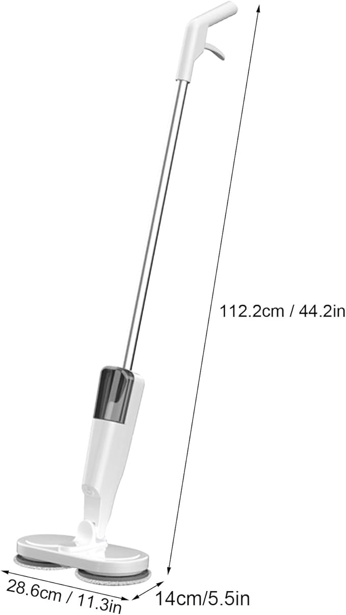 Electric Mop Rechargeable Lightweight Cordless Electric Mop with Water Sprayer for Hardwood Tile Marble Floors for Pet Hair and Dust Long Battery Life (White)