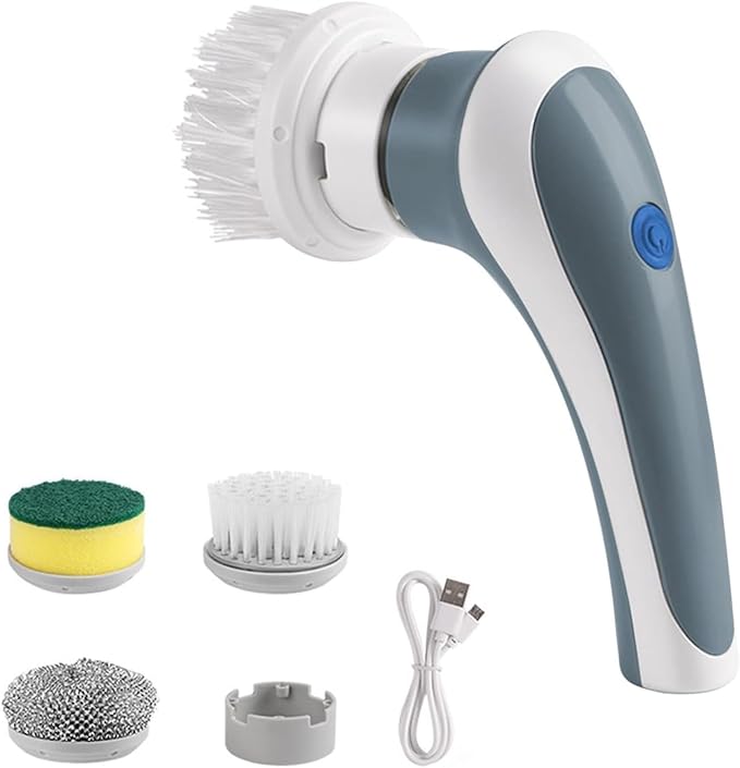 Electric Spin Scrubber Electric Spin Cleaning Tools with 3 Brush Heads - Rechargeable Electric Cleaning Brush - Spin Cleaning Brush Suitable for Bathroom Wall Tiles Floor Bathtub Kitchen