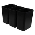 4.5 Gallon 3 Pack Rectangular Plastic Wastebasket Small Garbage Bin Slim Trash Can for Kitchen Bathroom Office Black