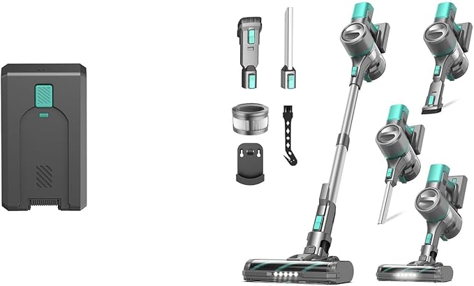 S10K Cordless Vacuum Cleaner 55Kpa 60mins Lightweight Stick Vacuum with Powerful Suction for Home Rechargeable Self-Standing Handheld Vacuum Cleaners for Hardwood Floors Carpets Pet Hair