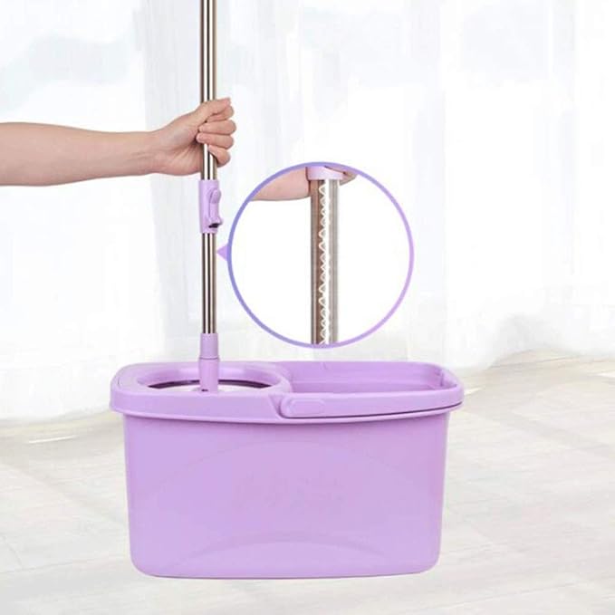 Mop Spin Mop Bucket Floor Cleaning System with Extended Adjustable Handle and 2 Microfiber Pads