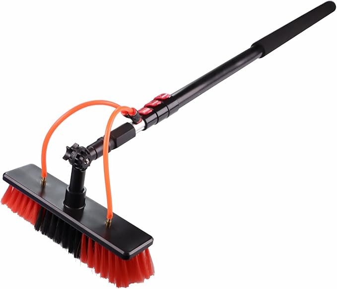 Water Fed Pole Brush Solar Panel Cleaning Brush Outdoor Telescopic Window Cleaning Pole Extendable Cleaner Tool for Roof Solar Panel Window Conservatory18FT/5.4m