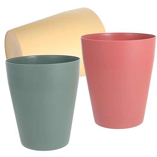 3pcs Nordic Style Plastic Trash Can Open Top Reusable Wastebasket for Bedroom Bathroom Office Small Capacity Minimalist Design PP Material