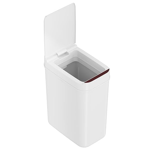 iTouchless 3 Gallon Bathroom Sensor Trash Can 10 Liter Touchless Slim Automatic Small Garbage Bin with Lid Narrow Smart Motion Control Commercial Waste Basket for Bedroom Office White