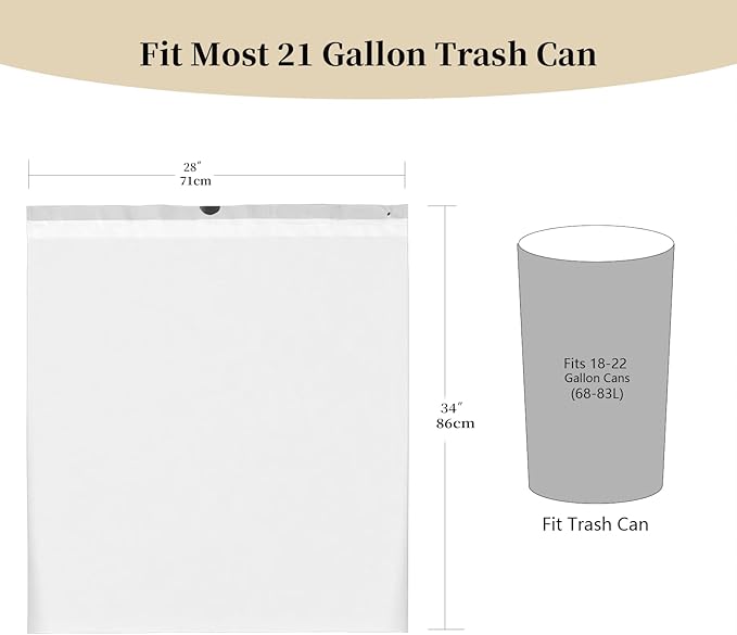 21 Gallon Drawstring Trash Bags 80L Extra Large Kitchen Garbage Bags 100ct 1.2 Mil Extra Strong Leak-Proof Liners for Home &amp Kitchen Office Unscented White Heavy Duty