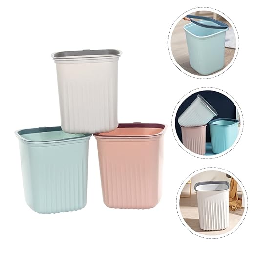 3pcs Lightweight Waste Basket Garbage Can Wastebasket Set for Bedroom Kitchen Hotel School