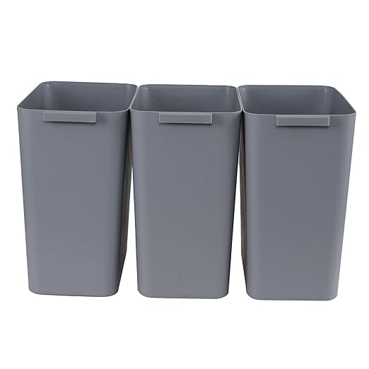 4.5 Gallon Small Plastic Waste Basket Office Garbage Cans 3 Packs Gray