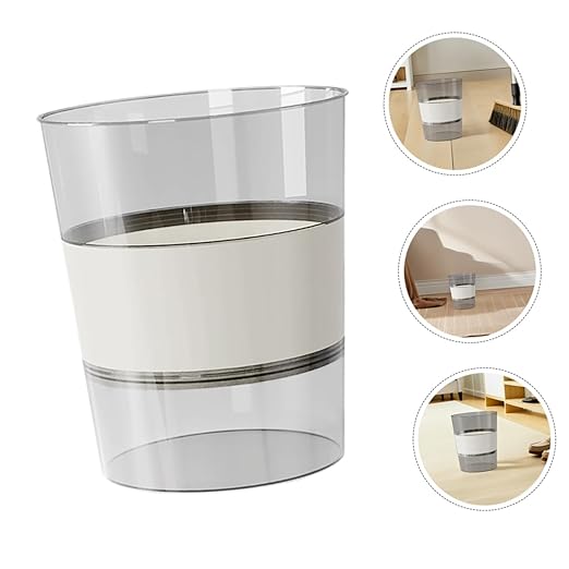 VILLCASE Large Transparent Plastic Trash Can for Household and Office with Easy-disassemble Design Stylish Luxury Aesthetic Wastebasket for Bathroom Kitchen Living and Workspace