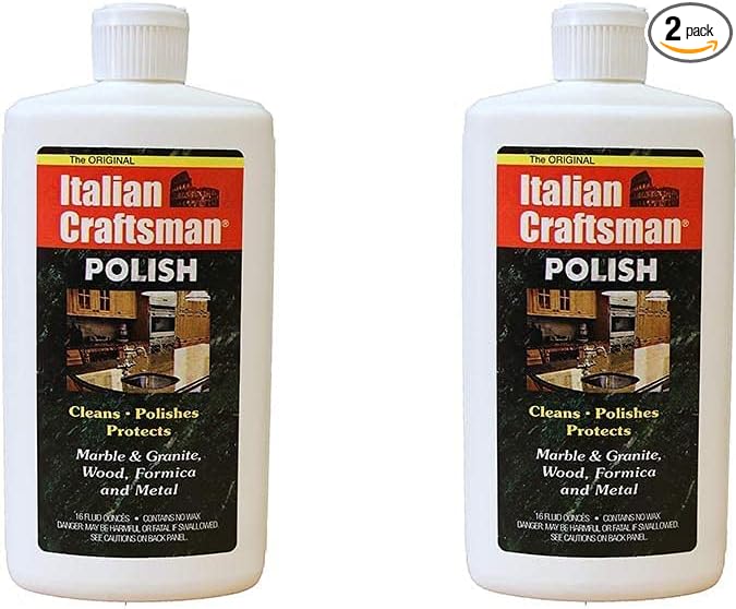 Granite and Marble Polish - Cleans and Protects - Italian Craftsman 16 oz (Two Pack)