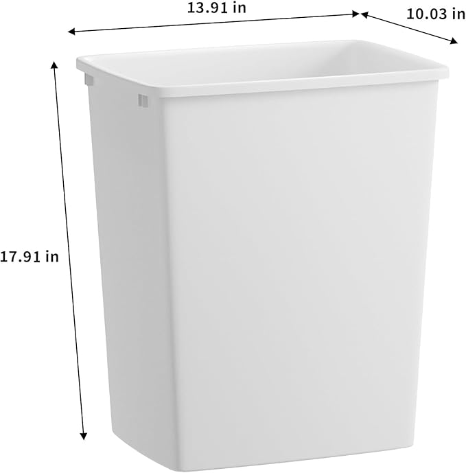 ROOMTEC 35QT Kitchen Trash Can Sturdy and Lightweight Slim Trash Can Trash Cans for Kitchen Workspace Bathroom Office Easy to Clean 2-Pack White
