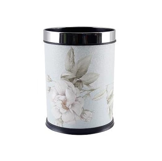 MYtodo Creative 12L Straight Barrel Wastebasket lidless Hotel Bathroom Plastic Trash can (Light Blue Flower)