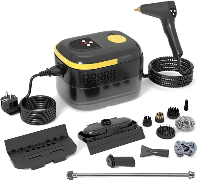 2500W High-Temperature Handheld Steam Cleaner for Air Conditioner Kitchen Hood Car and Floor - Portable Cleaning MachineYellow