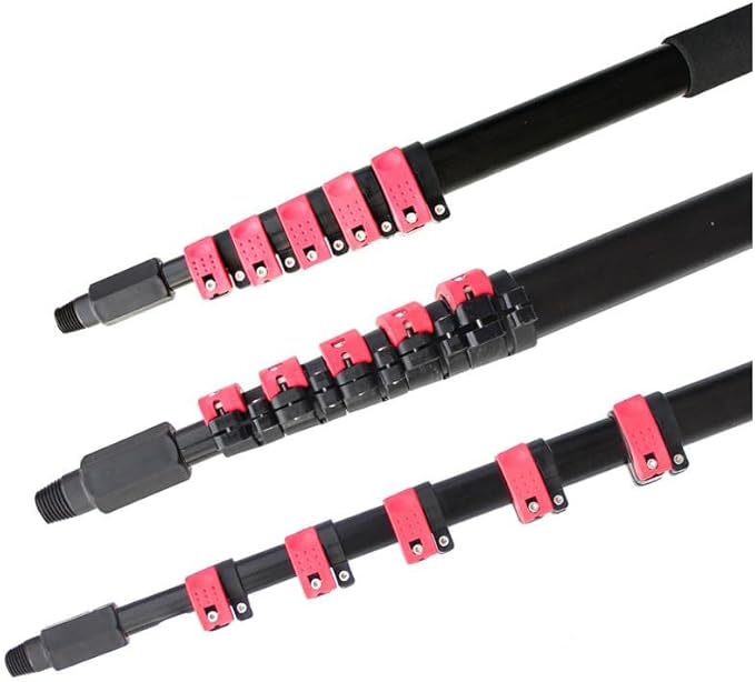 3.6-10.8m Window Cleaning Pole Telescopic Cleaning Brush Equipment Water/Hose Fed Pole Cleaning Photovoltaic and Solar Panels/Glass Scraper5.4 M/17.7 Ft
