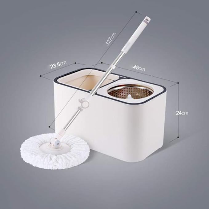 MopSpin and Bucket System – 360° Self Wringing Spinning On and Machine Washable Microfiber Heads Easy to use and Store