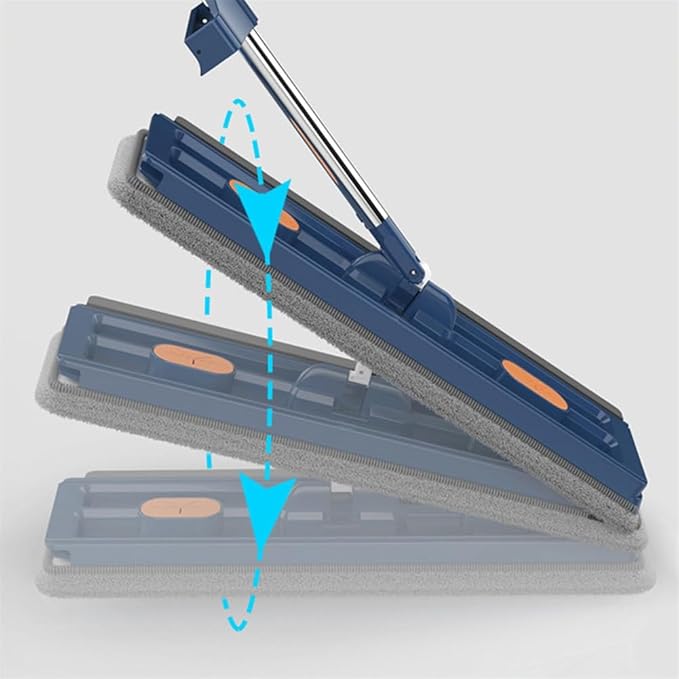 JDIV Streamline Mop Streamline Flat Mop 2026 Large Flat-Mop and Bucket System Self Wringing 360 Flat mop Wet and Dry Use (Blue)
