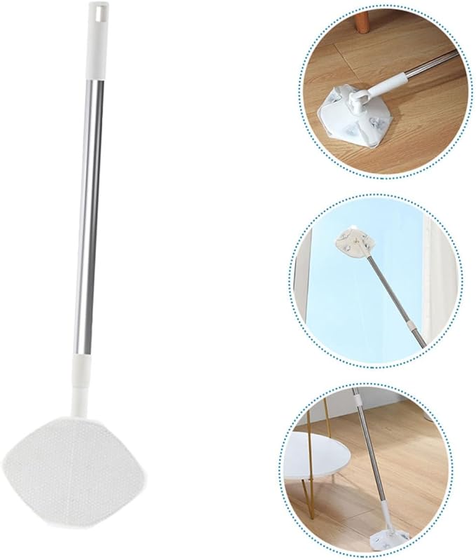 Household Dust Mop and Dry Tissue Set Triangular Electrostatic Dust Broom for Hardwood Floors and Wall Cleaning Rotatable Lazy Mop with Removable Cloth for Home Use
