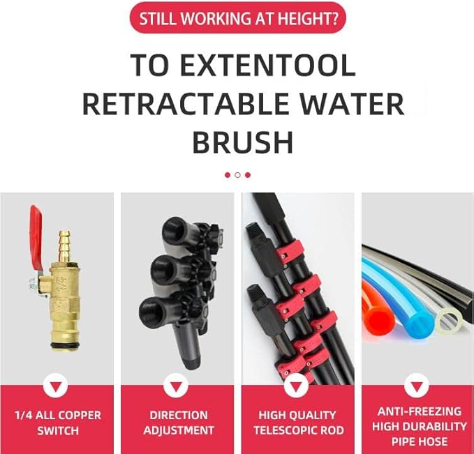 Water Supply Pole for Window Glass Solar Photovoltaic Panel Cleaning Brush Aluminum Alloy Telescopic PoleGlass Cleaning Tools for Indoor/Outdoor High Window3.6 M/11.8 Ft