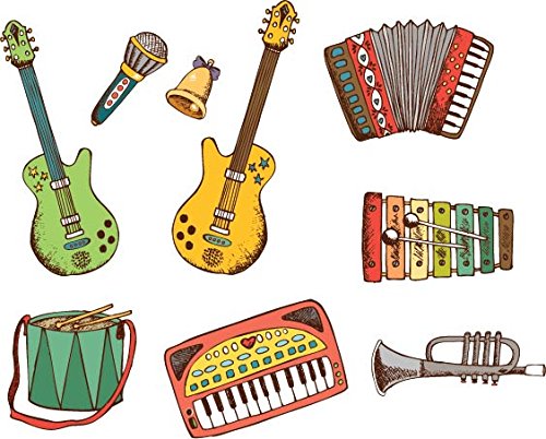 Personalized Vintage Musical Instruments Waste Basket - Double Sided (Black)