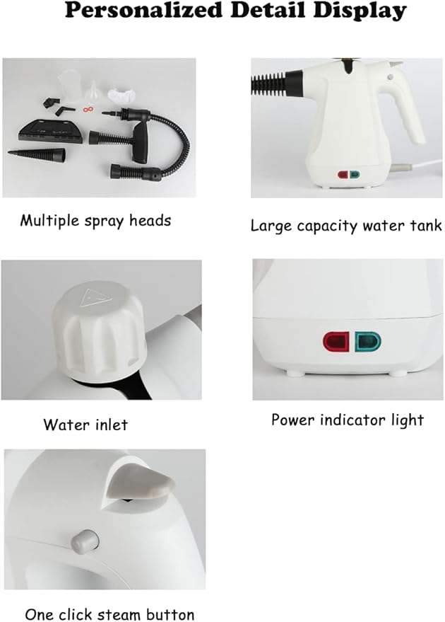 Handheld Steam Cleaner 1000W Portable High Temperature Pressurized Steam Cleaning Machine with 10PCS Accessory for Kitchen Sofa Bathroom Car Window