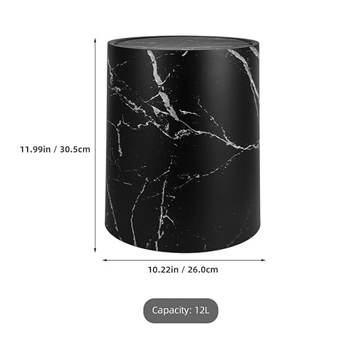 Garbage Can for Bathroom Marbling Pattern Pp Plastic Easy to Clean Stylish Waste Storage Bin for Home