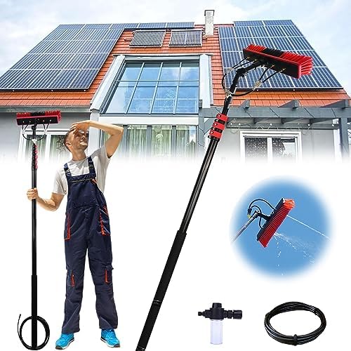 Glass Cleaning Brush Home Water Fed Telescopic Pole Kit Solar Panel Brush Rotating for Photovoltaic Panel3.6-6M Window Cleaning PoleWater Fed Telescopic BrushWindow Cleaner KitExtendable