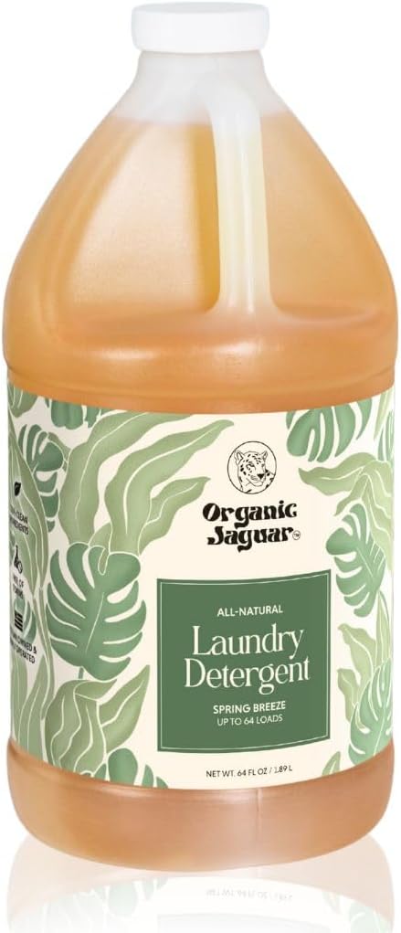 Organic Jaguar Laundry Detergent Spring Breeze Up to 64 Loads 100% Natural Formula with Essential Oils Gentle &amp Effective Formula Without Harsh Ingredients Paraben &amp Sulfate Free Natural