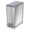 Glad Slim Bathroom Trash Can - Small Garbage Pail with Soft Close Lid &amp Step Foot Pedal | Narrow Stainless Steel Waste Basket with Removable Inner Bucket 2.6 Gallon