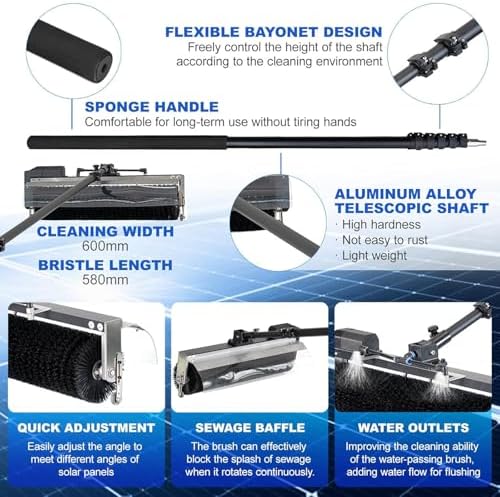 Extendable Window Cleaning Brush Kit with Solar Panel Water Fed Pole for Outdoor Glass Cleaning High Reach Solution