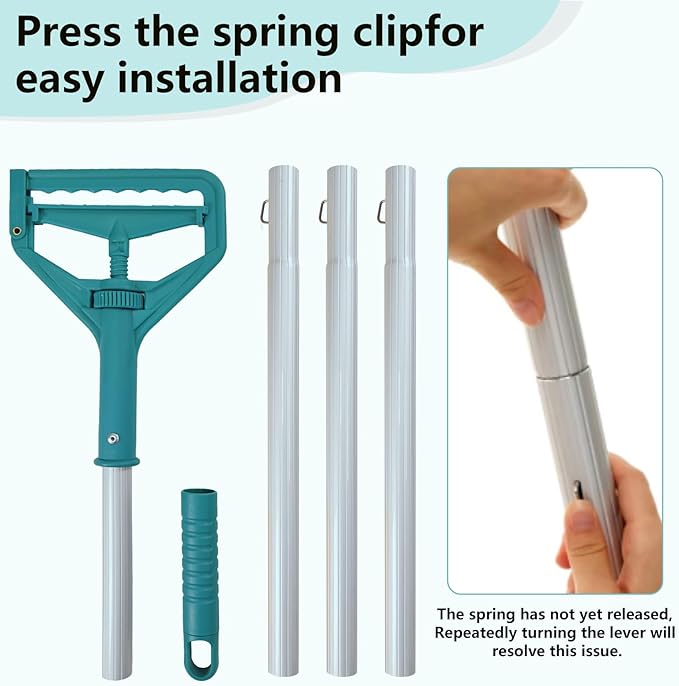 mop Holder Replacement mop Stick mop Handle Commercial Industrial mop Handle Suitable for Cotton and Fiber mop Heads with Threaded Clamping Device Aluminum Handle palo para trapeador
