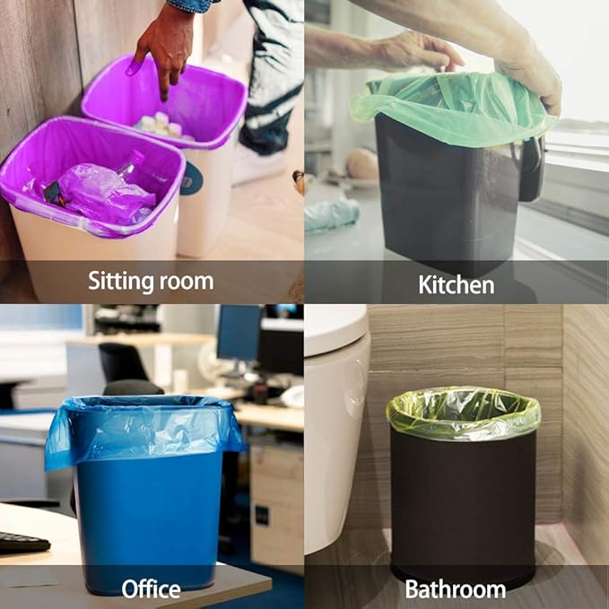 8 Gallon 330 Counts Clear Colorful Trash Bags Kitchen Garbage Bags by Teivio fit 25-30Liter Bathroom Trash Can Bin Liners Plastic Bags for home office kitchenMulticolor