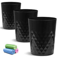 YGJT Small Trash Can 3 Pack 1.8 Gallons Bathroom Trash Can Slim Waste Basket Round Garbage Can Plastic Trash Bin for Kitchen Dorm Bedroom Office Living Room Study Compact Spaces(Black B)