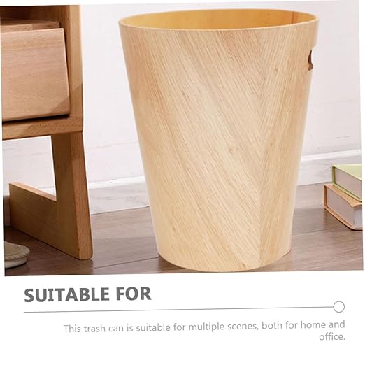 Wooden Desk Wastebasket Simple and Creative Garbage Bin for Bathroom Office and Home Capacity Removable Design Trash Can