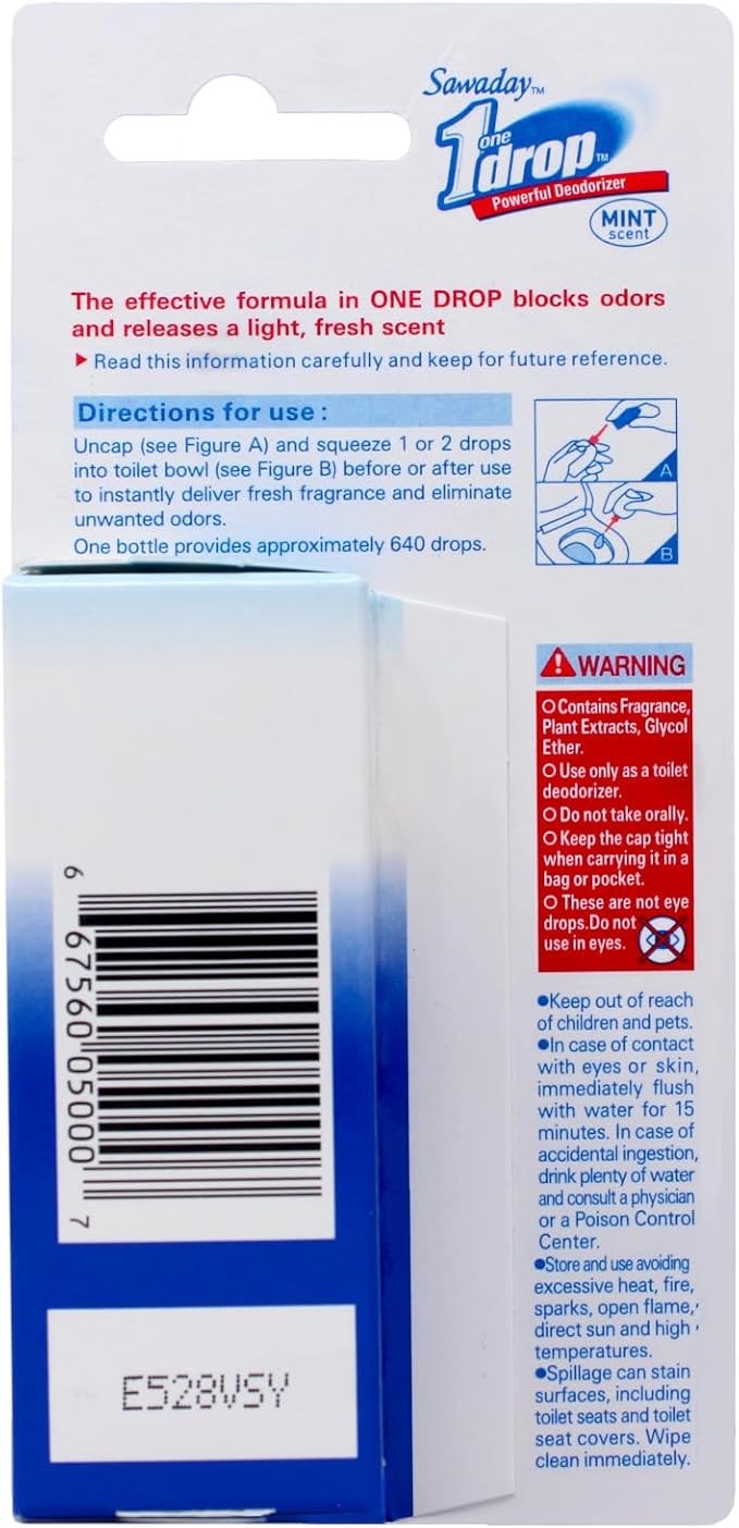 One-Drop Powerful Deodorizer Mint Scent 0.67 Ounce 8 Pack
