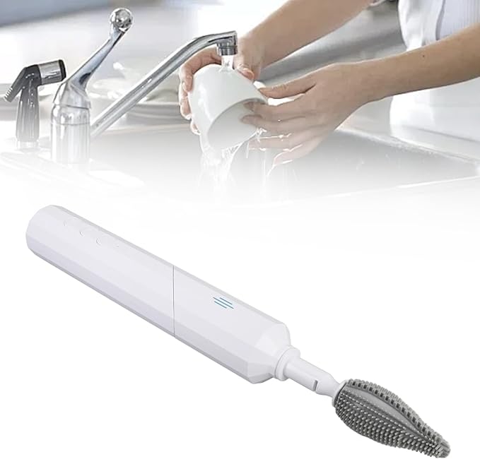 Electric Bottle Brush Set Rechargeable Electric Bottle Cleaning Brush with 3 Speeds 2 Replaceable Heads and Drying Rack Travel Friendly Bottle Brush Cleaner for Baby Bottles Wa