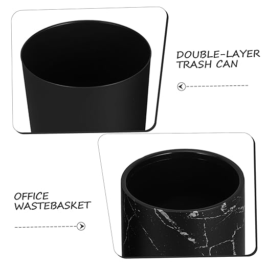 1piece Double Layer Marble Texture Garbage Can Plastic Waste Basket for Bathroom Kitchen Office Practical and Easy to Clean Trash Container for Living Spaces