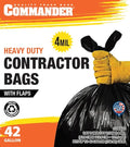 Commander 42 Gallon 4 MIL Black Heavy Duty Trash Bags - 33'' x 45'' - Pack of 32 - for Home Kitchen Lawn Outdoor Construction &amp Contractor'