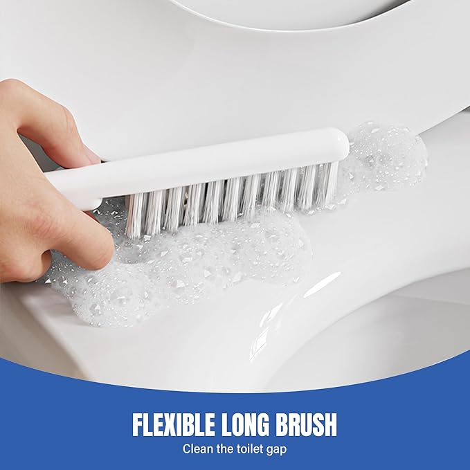 2 Pack Toilet Brush and Holder Set with Plunger Crevice Cleaning Brush for Deep Cleaning Space Saving Storage