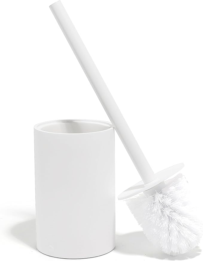 Matte White Toilet Bowl Brush for Bathroom with Holder - Bathroom Cleaner Scrubber with Sleek Design Sturdy and Durable Bristles