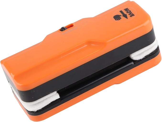 Magnetic Window Cleaner Double-Sided Glass Wiper for School and Car Includes 2 Soft Rags and Secure -Drop Design Easy to Use and Store (Orange)