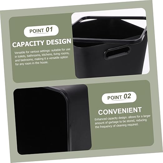 Garbage Can Lid Large Bathroom Trash Can Kitchen Bedroom Office Dorm Plastic Wastebasket Bin
