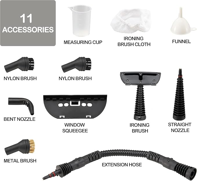 Steam Cleaner Handheld High Pressure Steamer for Home Use Multi-Surface Cleaning for Kitchen Bathroom Upholstery and Car Interior Saker Plus Steam Cleaner Best Steam Cleaners for Home Use (black)