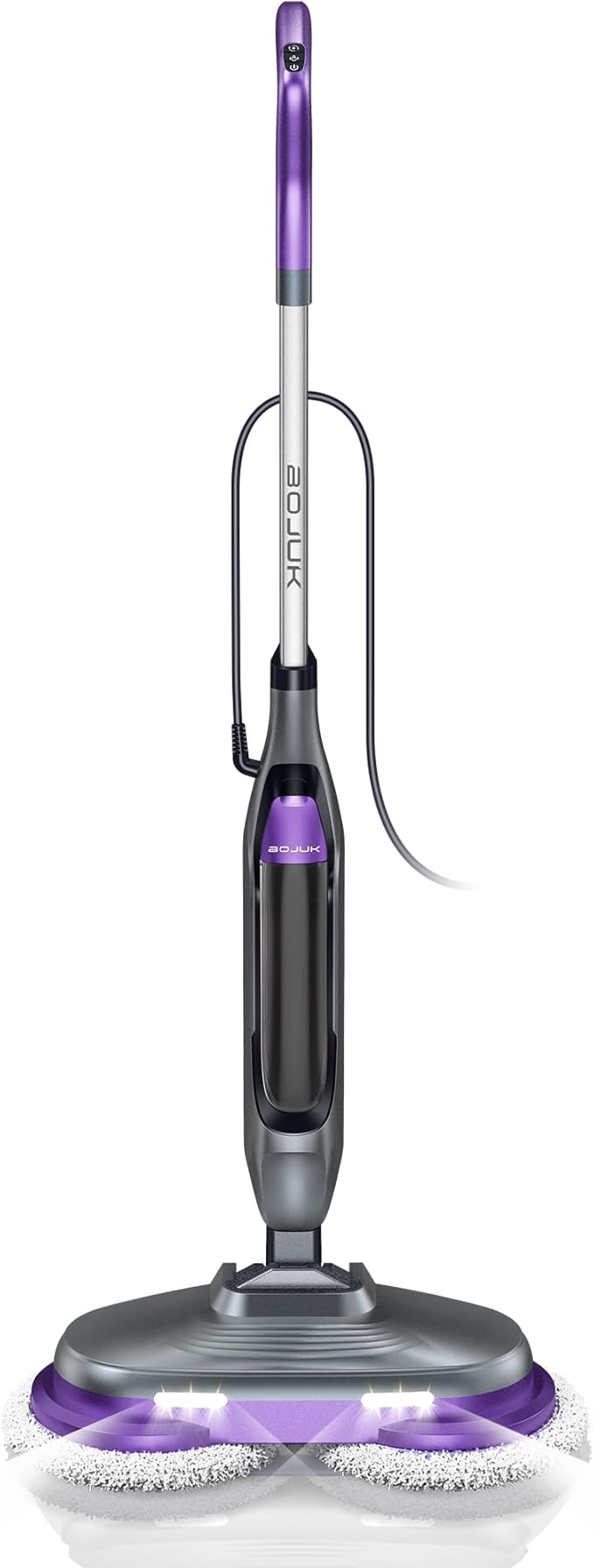 Scrub &amp Steam Mop with Rotating Mop Pads LED Headlights 6 Scrub Pads Large Tank Swivel Steering Effortless Scrubbing Hard Floor Cleaner Upgraded
