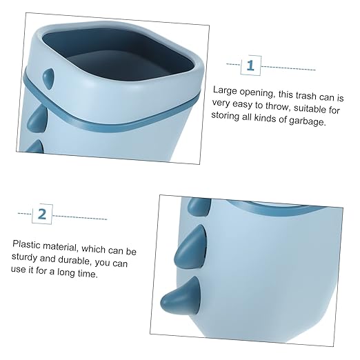 Adorable Dinosaur Trash Can Boys and Girls Adults Sturdy Plastic Easy to Empty Home Office