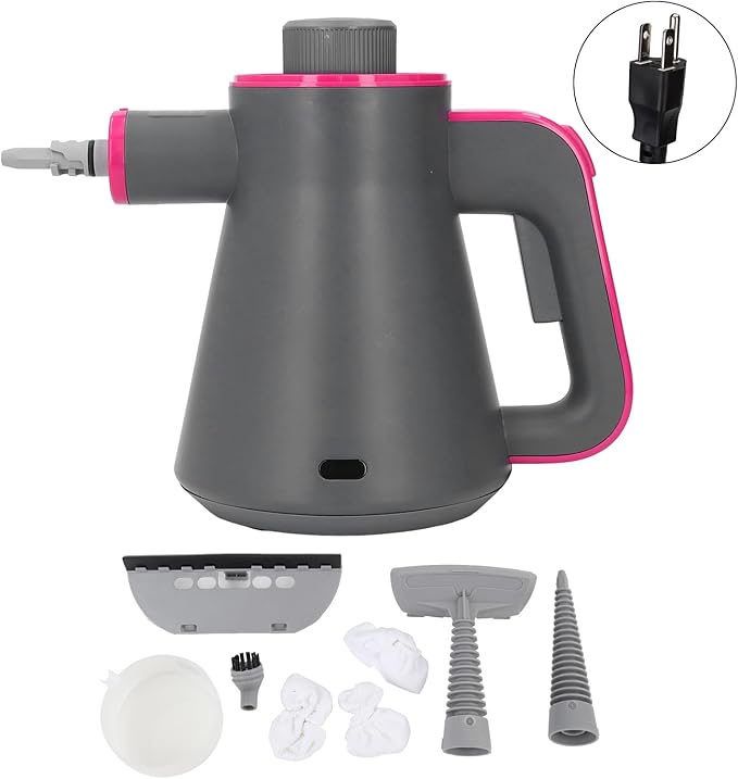 Handheld Steam Cleaner 1000W Portable Upholstery Steamer for Car Interior Mattress &amp Kitchen – High-Temperature Multi-Surface Steam Cleaner with US Plug (110V)