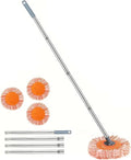 1 Set of Retractable Wet and Dry Ceiling Mop with 4 Heads Dust  Floor Wall Tile Glass Window Car Cleaning