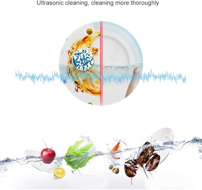 Pwshymi Ultrasonic Mini Dishwasher Cleaner for Household Kitchen USB Plugin Compact Green 4.6ft Cable (Blue)