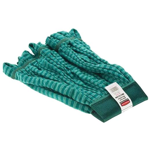 Rubbermaid Commercial Products Web Foot® Medium 20 Ounce Microfiber Tube Wet Mop 5 Headband Green for General Purpose Floor Cleaning Abrasive Cleaning and Heady-Duty Scrubbing