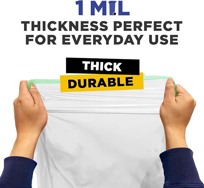 30 Gallon Trash Bags Drawstring White Garbage Bags 30 gallon 30 x 33 Trash Can Liners 1 Mil Pack of 150