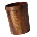 Vintage Woodgraining Container Plastic Trash Can with Pressure Ring for Living Bedroom Classic Solid Wood Pattern Bin Material Waste Basket