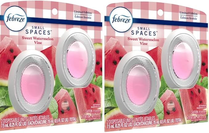 F.e.b.r.e.z.e Small Spaces Air Freshener Limited Edition.25 fl. oz. 4 Count (Pack of 1) (Sweet Watermelon Vine)